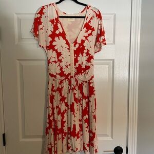 Anthropologie Maeve Orange and White Floral Dress